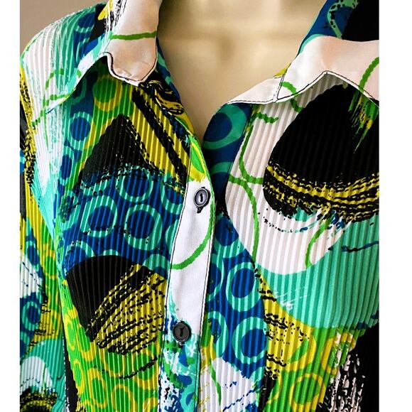 SERENADE Retro 60's 70's Psychedelic Accordion Multicolor Blouse ~ Womens MEDIUM - Picture 4 of 7